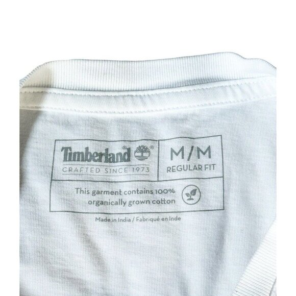 Timberland  Mens Sz M White Long Sleeve Spell Out Graphic Pullover Tee Shirt - Picture 4 of 9